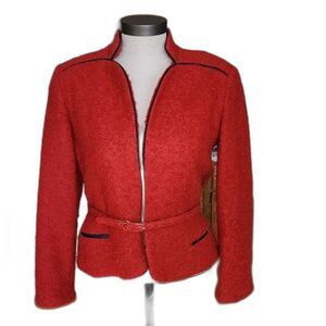 Vintage Patty Woodard Red Wool Suit Jacket Blazer Size 5/6